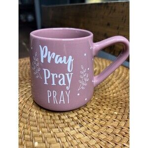 THYME & TABLE™️~ MAUVE STONEWARE "PRAY PRAY PRAY" MUG ~ 14 Oz.